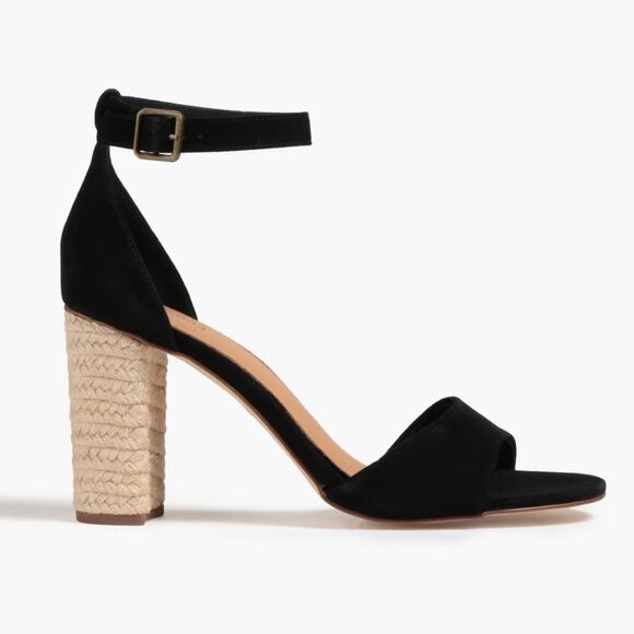 NEW Anthropologie Soludos Tall Capri Suede Heels 10 Black - Picture 1 of 16